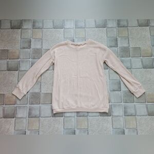 Glamour Farms Women's Cream Waffle Knit Long Sleeve Shirt Size Small